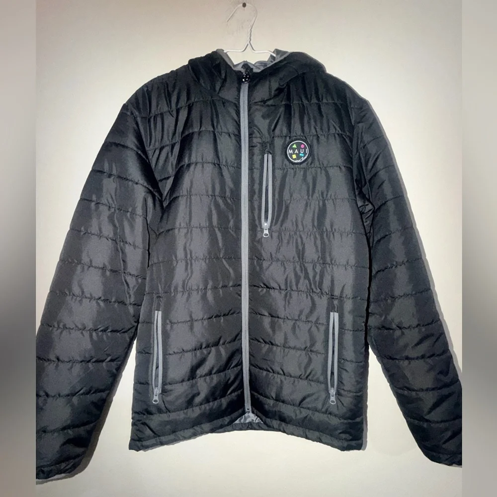 Maui and Sons Black Quilted Jacket with Logo